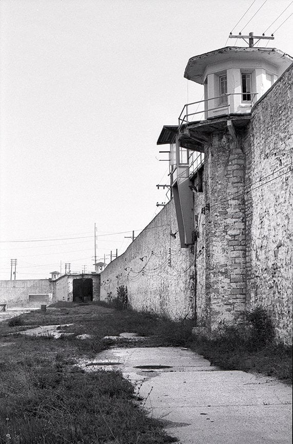 looking along one wall toward back service gate