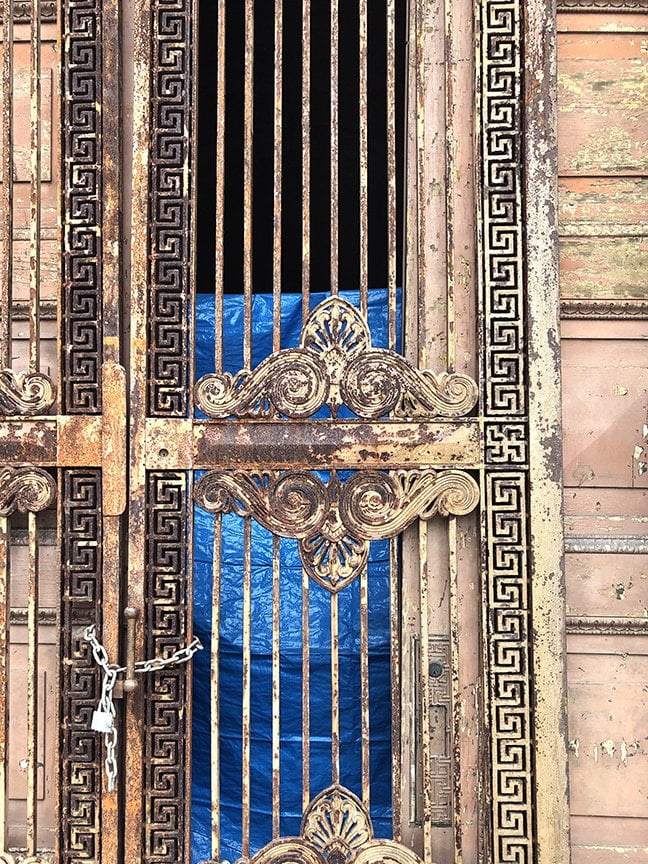 rusty grillwork is actually detail of door