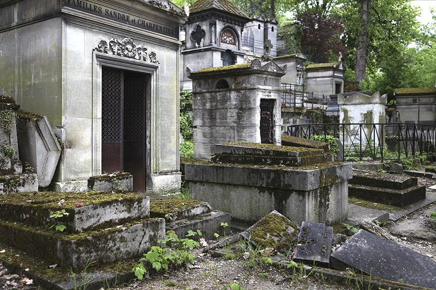 view of multiple crypts tightly constructed