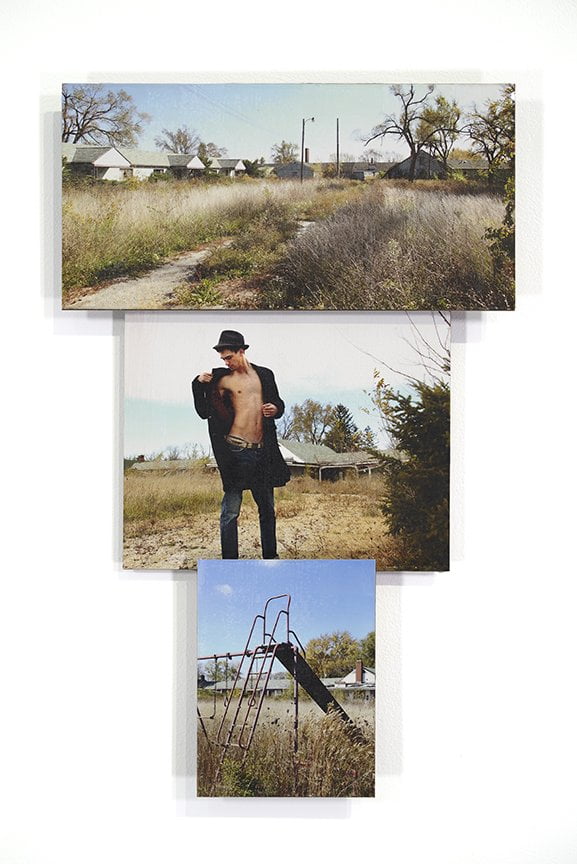 multi-image fabrication - photos attached to panels, coated with encaustic