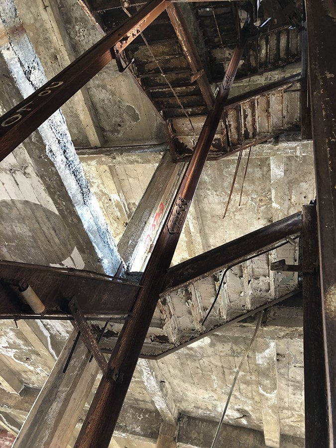 staircase in abandoned building