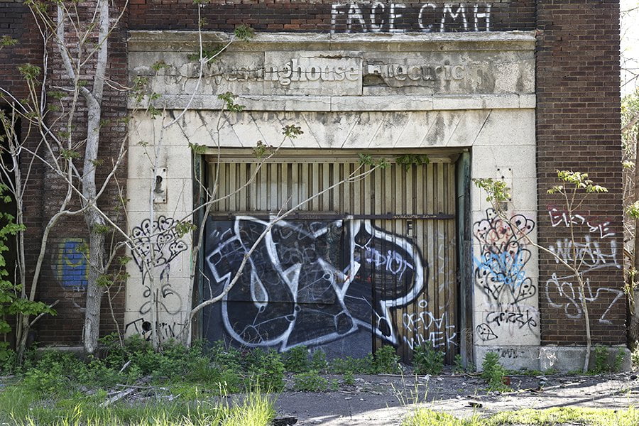 detail of old Westinghouse factory entrance