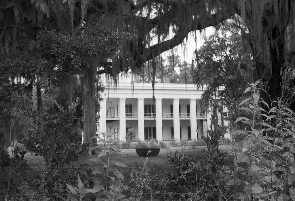 old plantation home shot in B+W